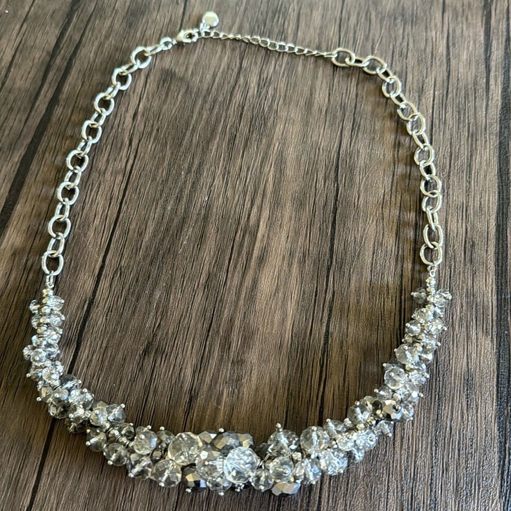 Metal chain and clear/grey beads